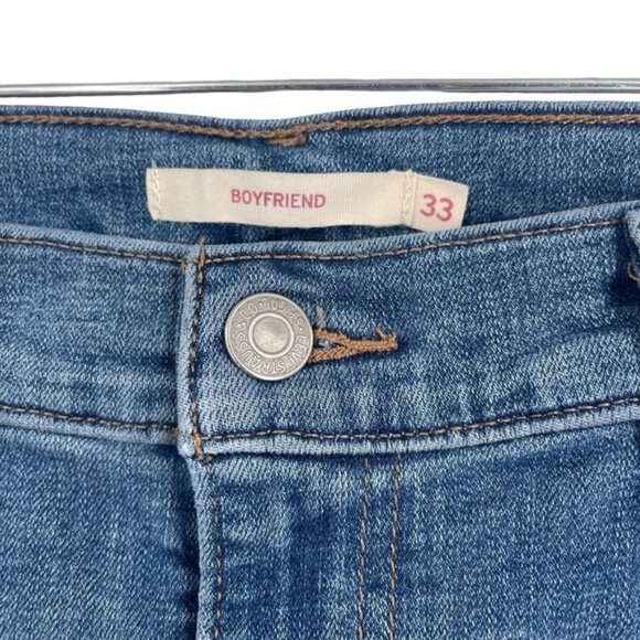 Levi's Blue Distressed Boyfriend Jeans 33. 36L - Picture 6 of 7